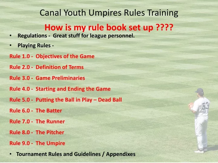 canal youth umpires rules training