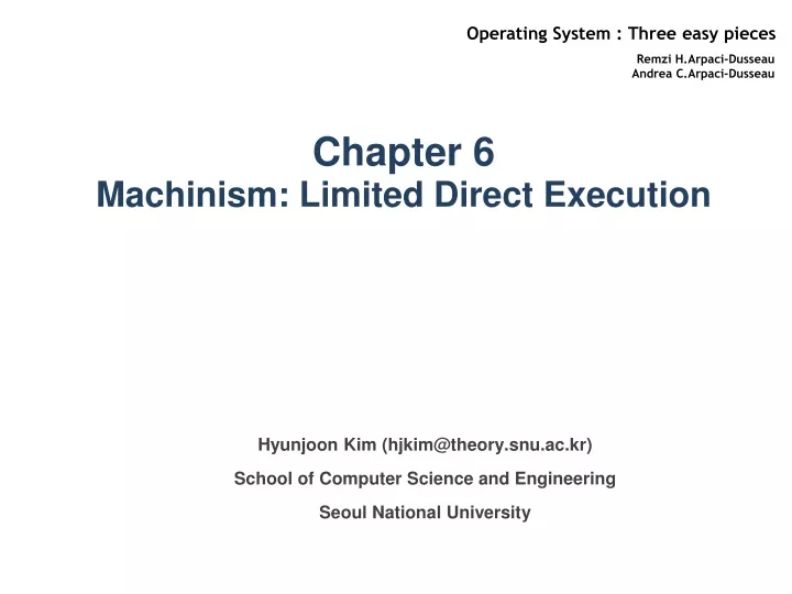 chapter 6 machinism limited direct execution