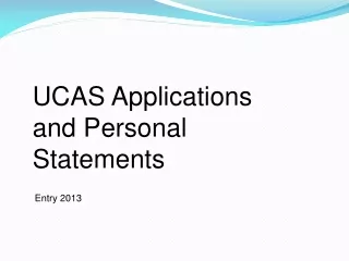 UCAS Applications and Personal Statements