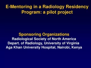 E- Mentoring in a Radiology Residency Program: a pilot project