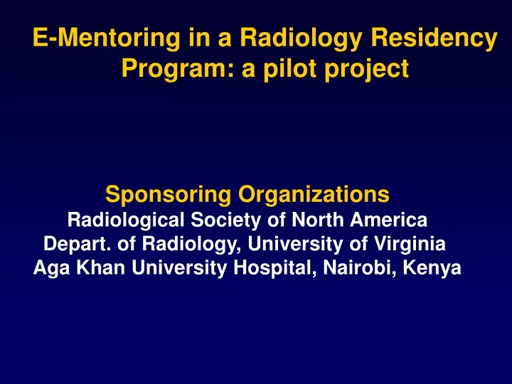 e mentoring in a radiology residency program