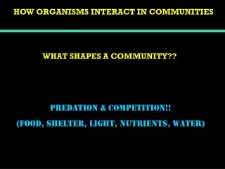 HOW ORGANISMS INTERACT IN COMMUNITIES