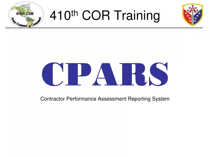 410 th cor training