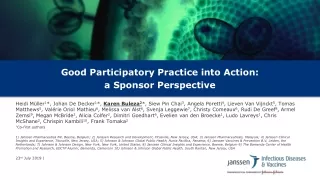 Good Participatory Practice into Action:  a Sponsor Perspective