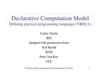 Declarative Computation Model Defining practical programming languages (VRH2.1)