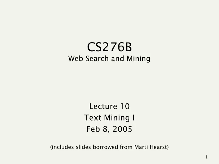 cs276b web search and mining