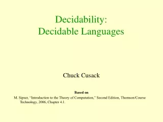 Decidability: Decidable Languages