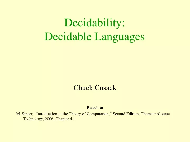 decidability decidable languages