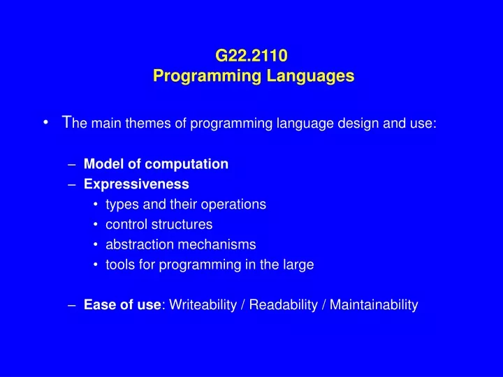 g22 2110 programming languages