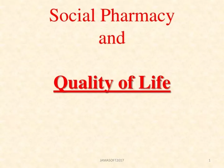 social pharmacy and quality of life