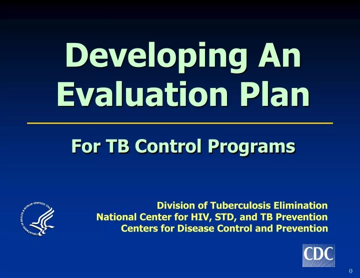 developing an evaluation plan for tb control