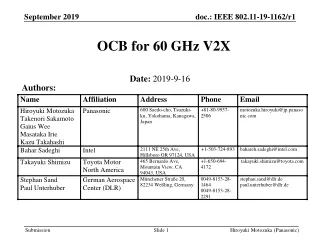 OCB for 60 GHz V2X