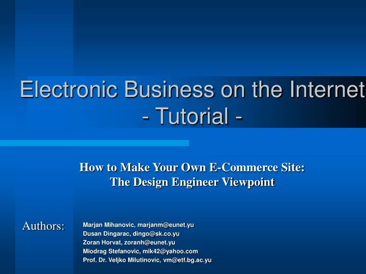 electronic business on the internet tutorial