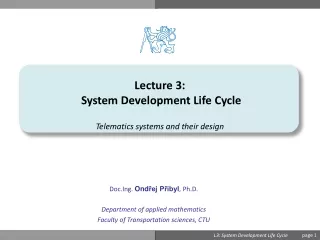 Lecture  3 : System Development Life Cycle