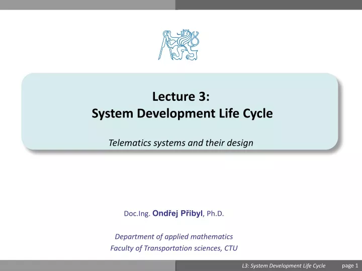 lecture 3 system development life cycle