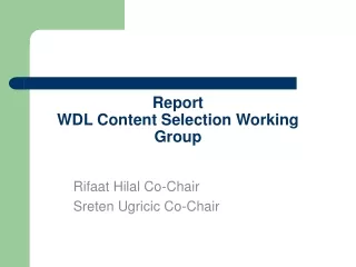 Report  WDL Content Selection Working Group