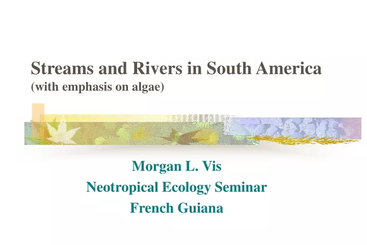 streams and rivers in south america with emphasis on algae