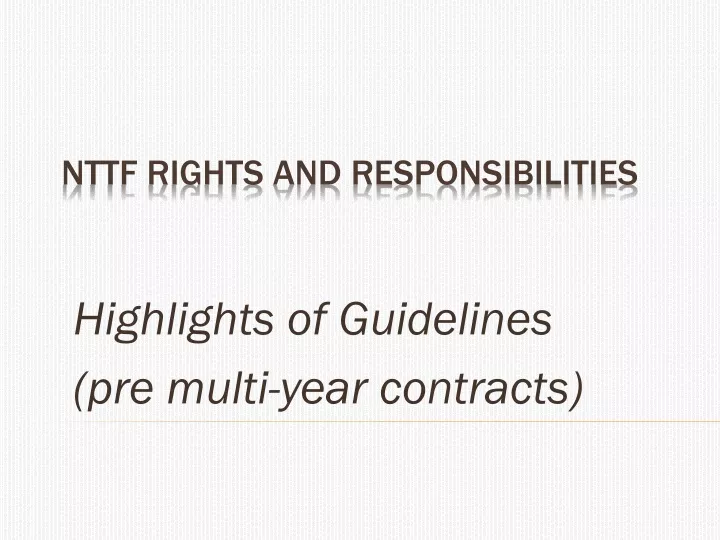 highlights of guidelines pre multi year contracts