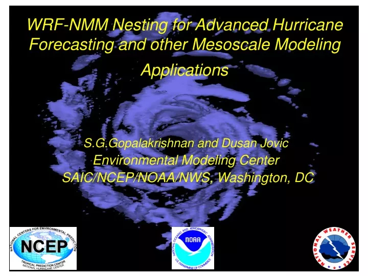 wrf nmm nesting for advanced hurricane
