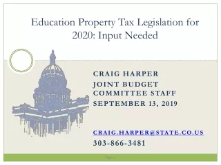 Education Property Tax Legislation for 2020: Input Needed