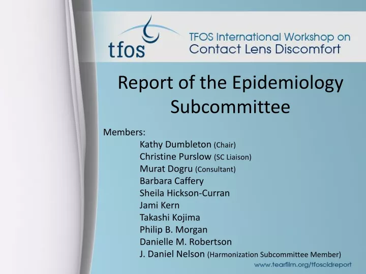report of the epidemiology subcommittee members