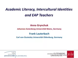 Academic Literacy, Intercultural Identities and EAP Teachers