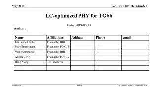 LC-optimized PHY for TGbb