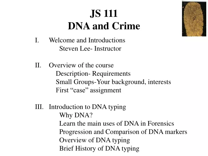 js 111 dna and crime