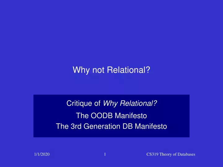 why not relational