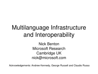 Multilanguage Infrastructure and Interoperability