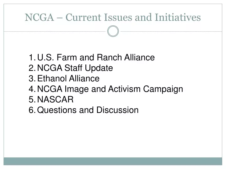 ncga current issues and initiatives