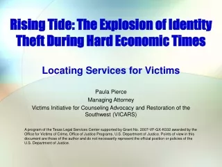 Rising Tide: The Explosion of Identity Theft During Hard Economic Times