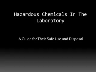 Hazardous Chemicals In The Laboratory