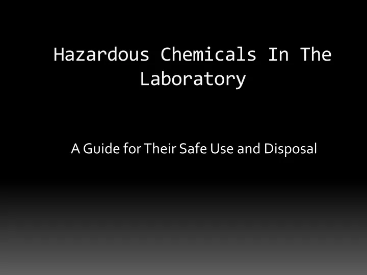 hazardous chemicals in the laboratory