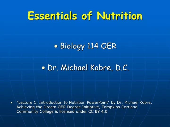 essentials of nutrition