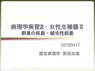 病理学実習 2 ：女性生殖器 Ⅱ 卵巣の疾患・絨毛性疾患