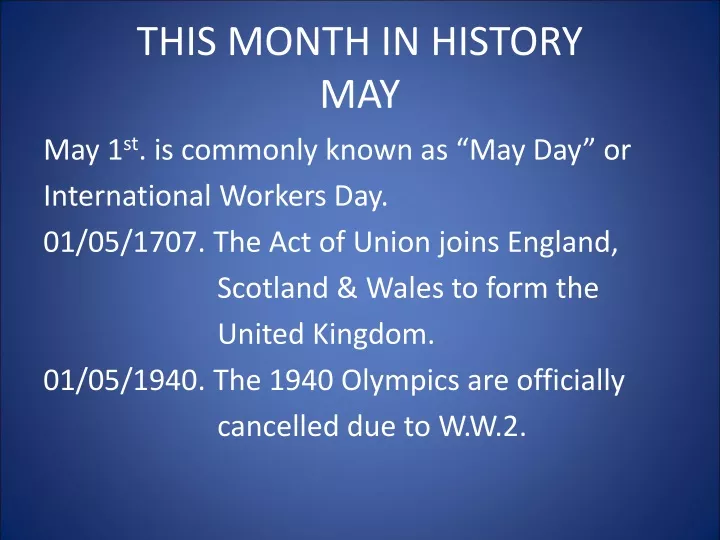 this month in history may