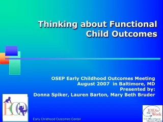 Thinking about Functional Child Outcomes