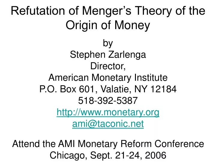 refutation of menger s theory of the origin