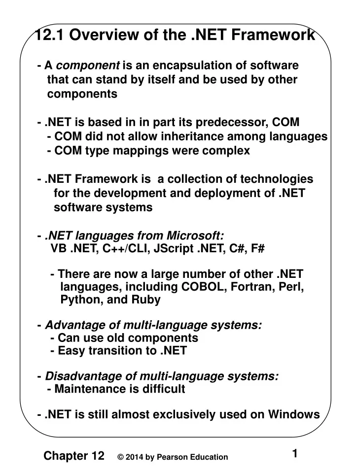 12 1 overview of the net framework a component