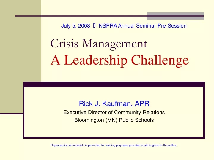crisis management a leadership challenge