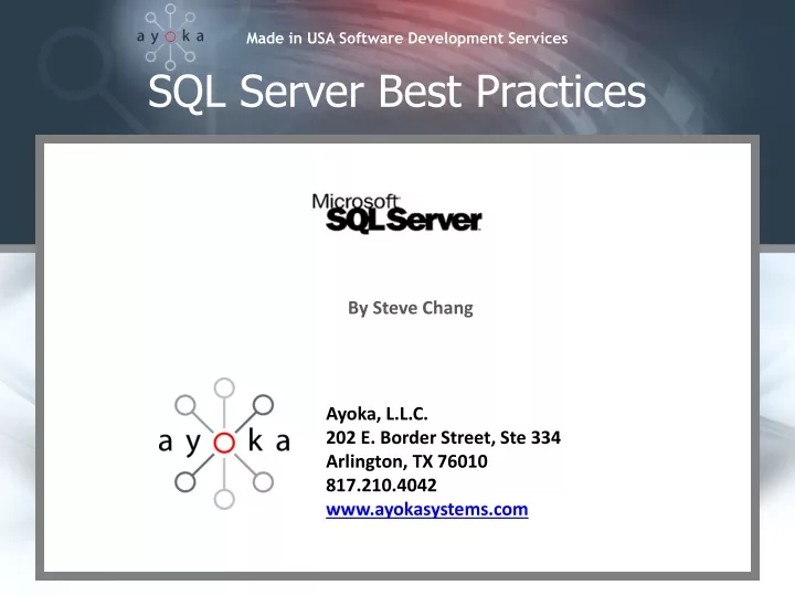 sql server best practices