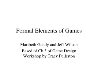Formal Elements of Games