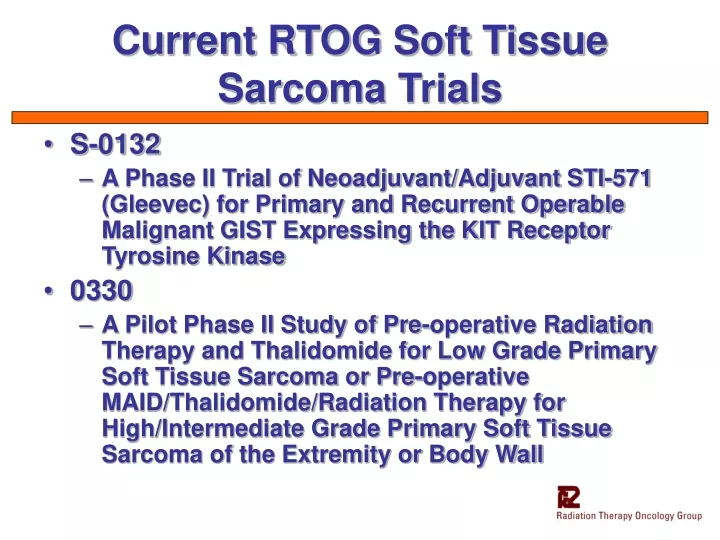 current rtog soft tissue sarcoma trials