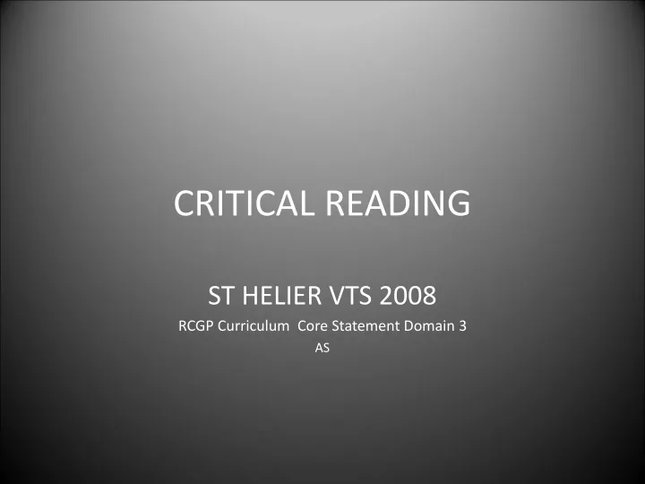 critical reading