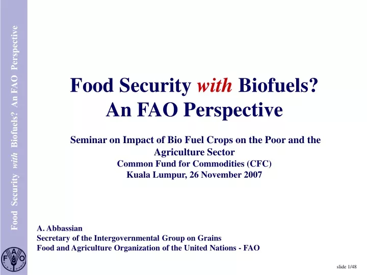 food security with biofuels an fao perspective