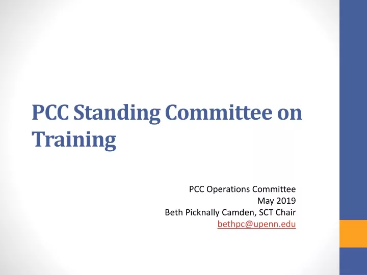 pcc standing committee on training