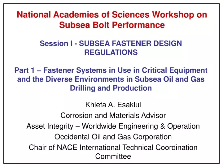 national academies of sciences workshop on subsea