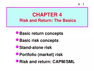 CHAPTER 4  Risk and Return: The Basics