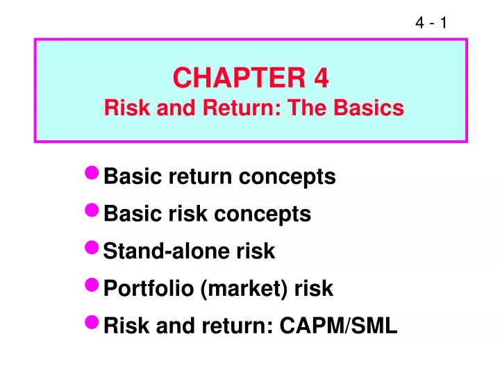 chapter 4 risk and return the basics